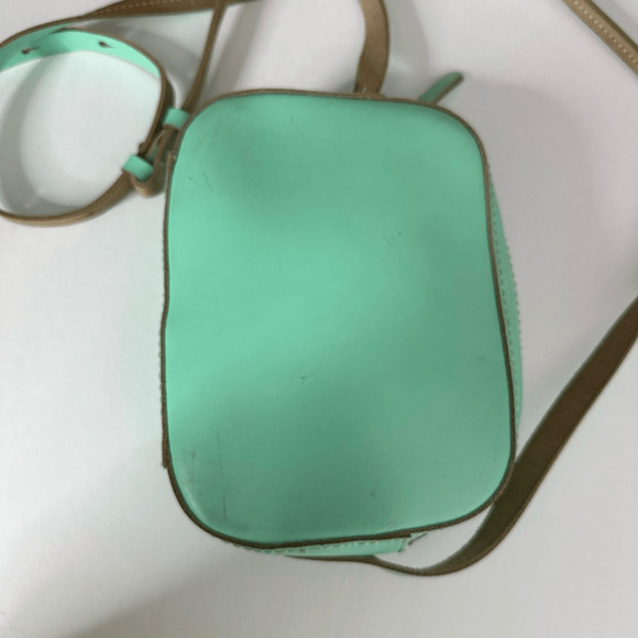 J. CREW Marlo Crossbody Bag Mint Teal Smooth Leather Italy small travel - Picture 5 of 7